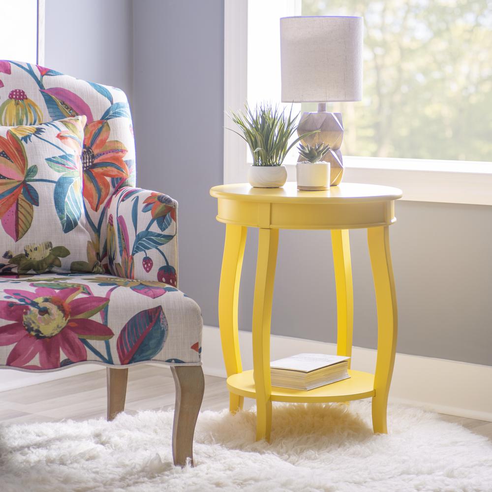 Yellow Round Table with Shelf. Picture 4