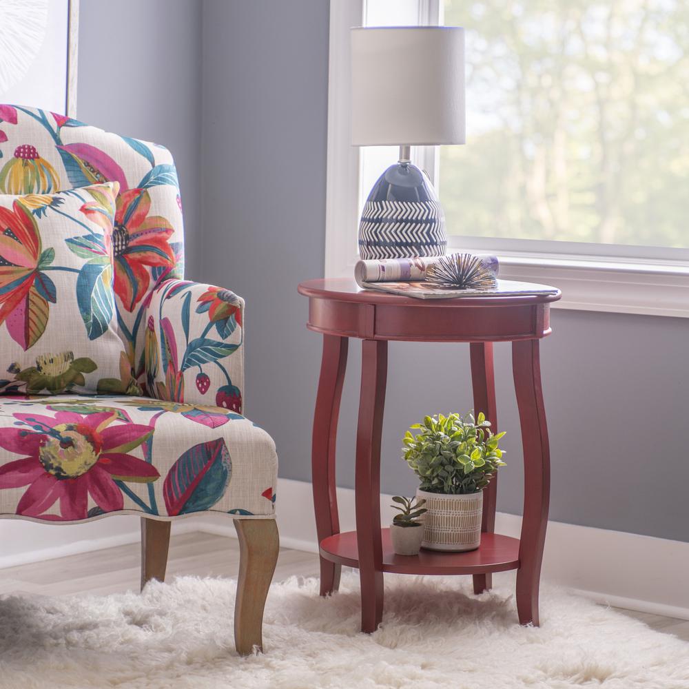 Red Round Table with Shelf. Picture 4