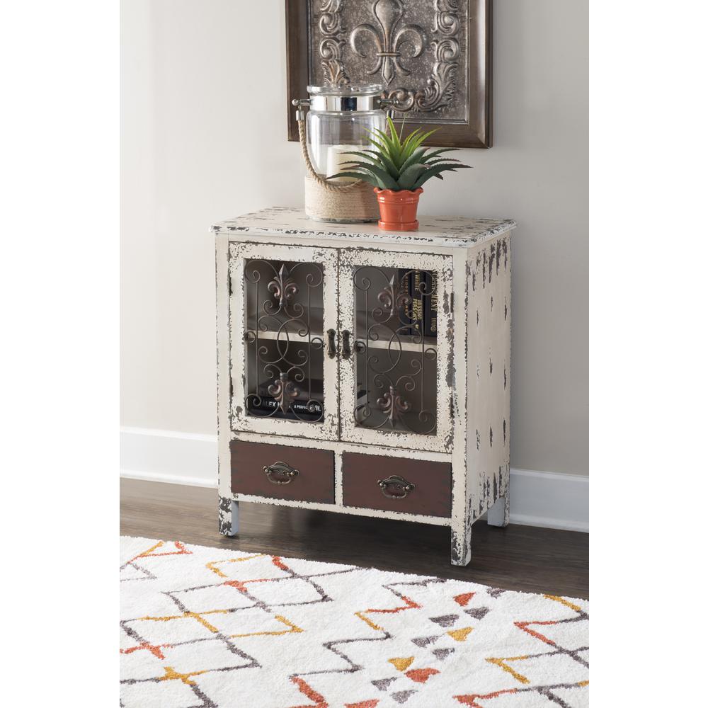 Parcel Antiqued White 2-Door, 2-Drawer Console. Picture 2