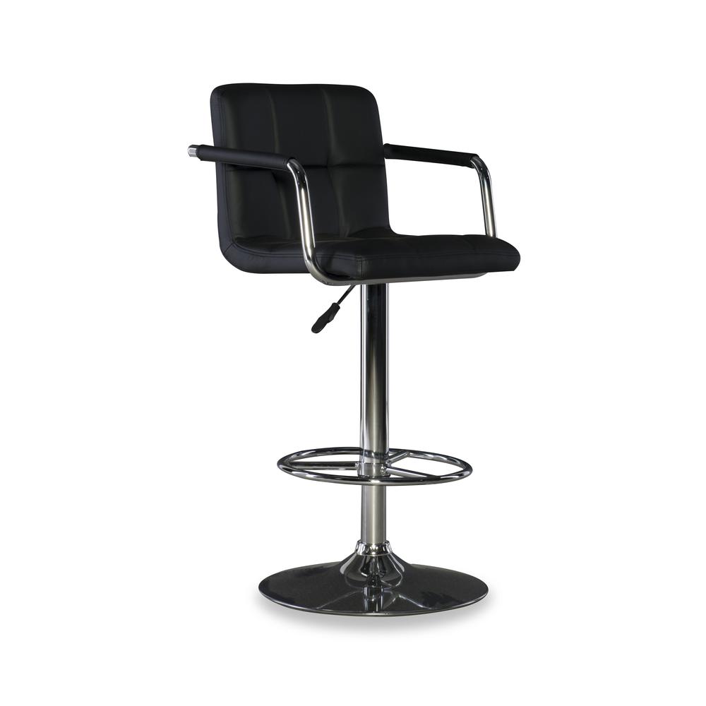 Black and Chrome Quilted Barstool. Picture 7
