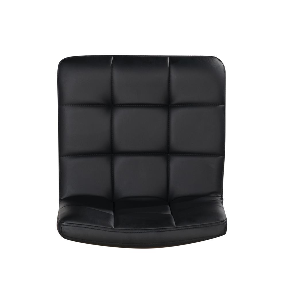 Black Quilted Faux Leather & Chrome Adjustable Height Bar Stool. Picture 4