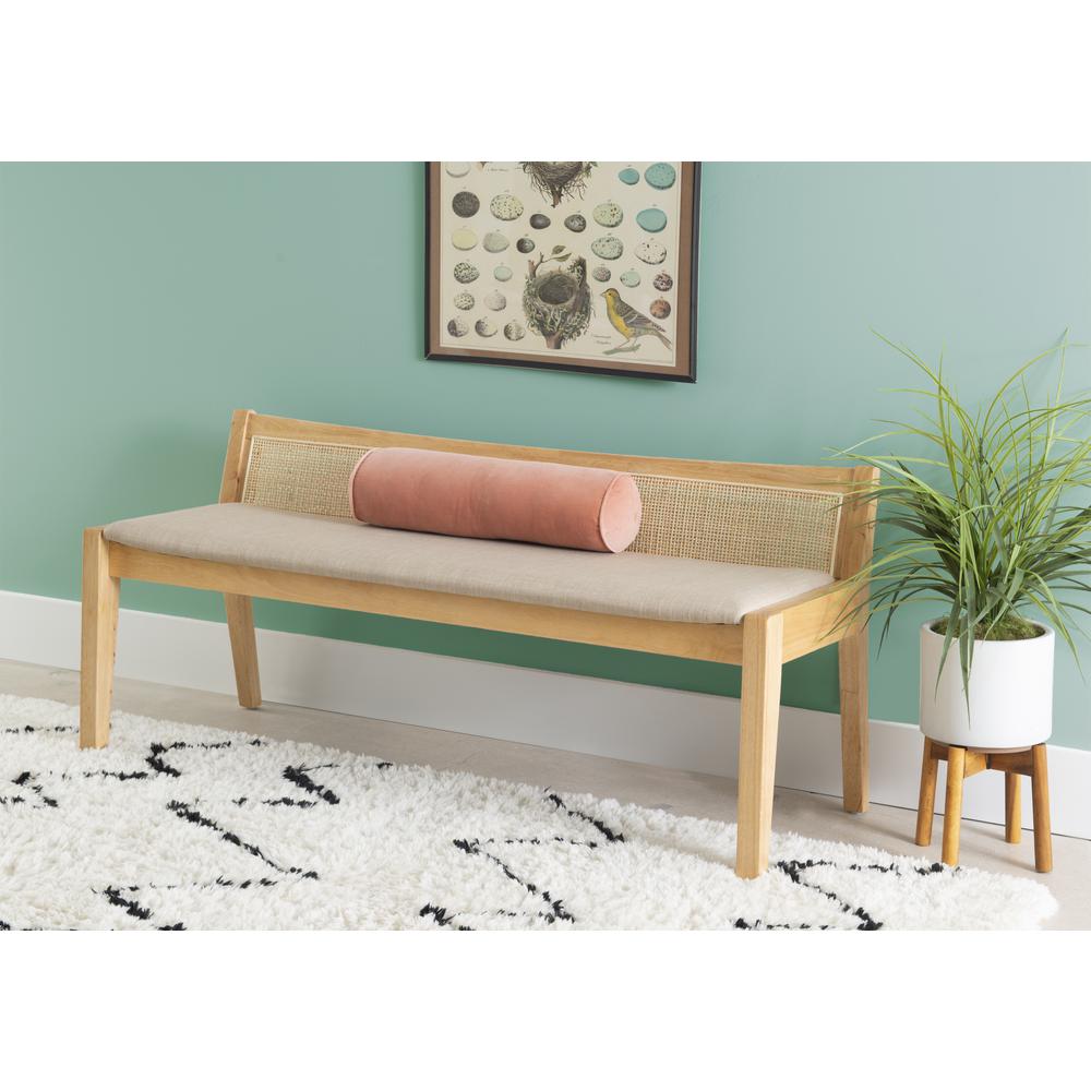 Nassau Rattan Cane Bench with Back, Beige. Picture 6