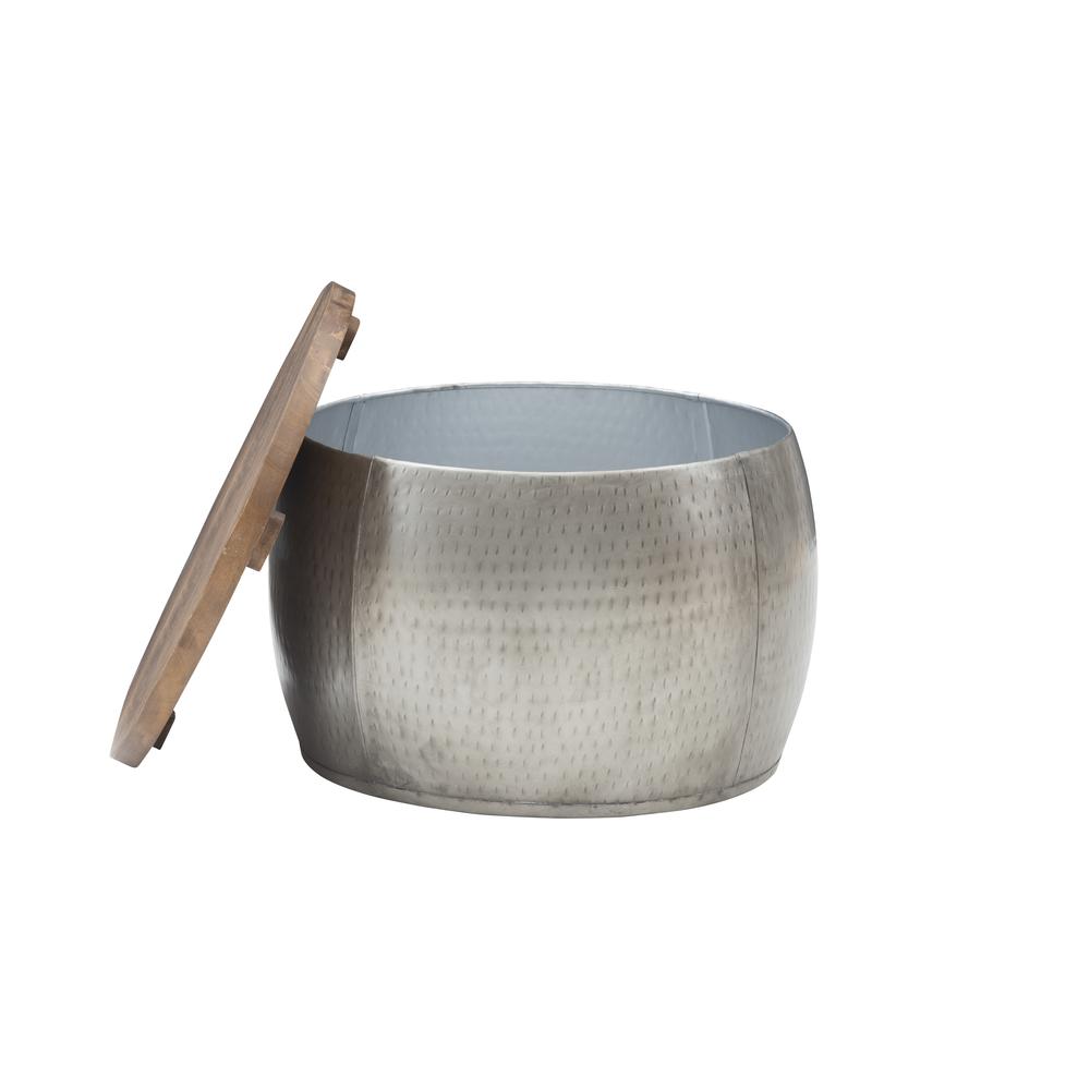Royce Small Silver Drum With  Storage. Picture 4