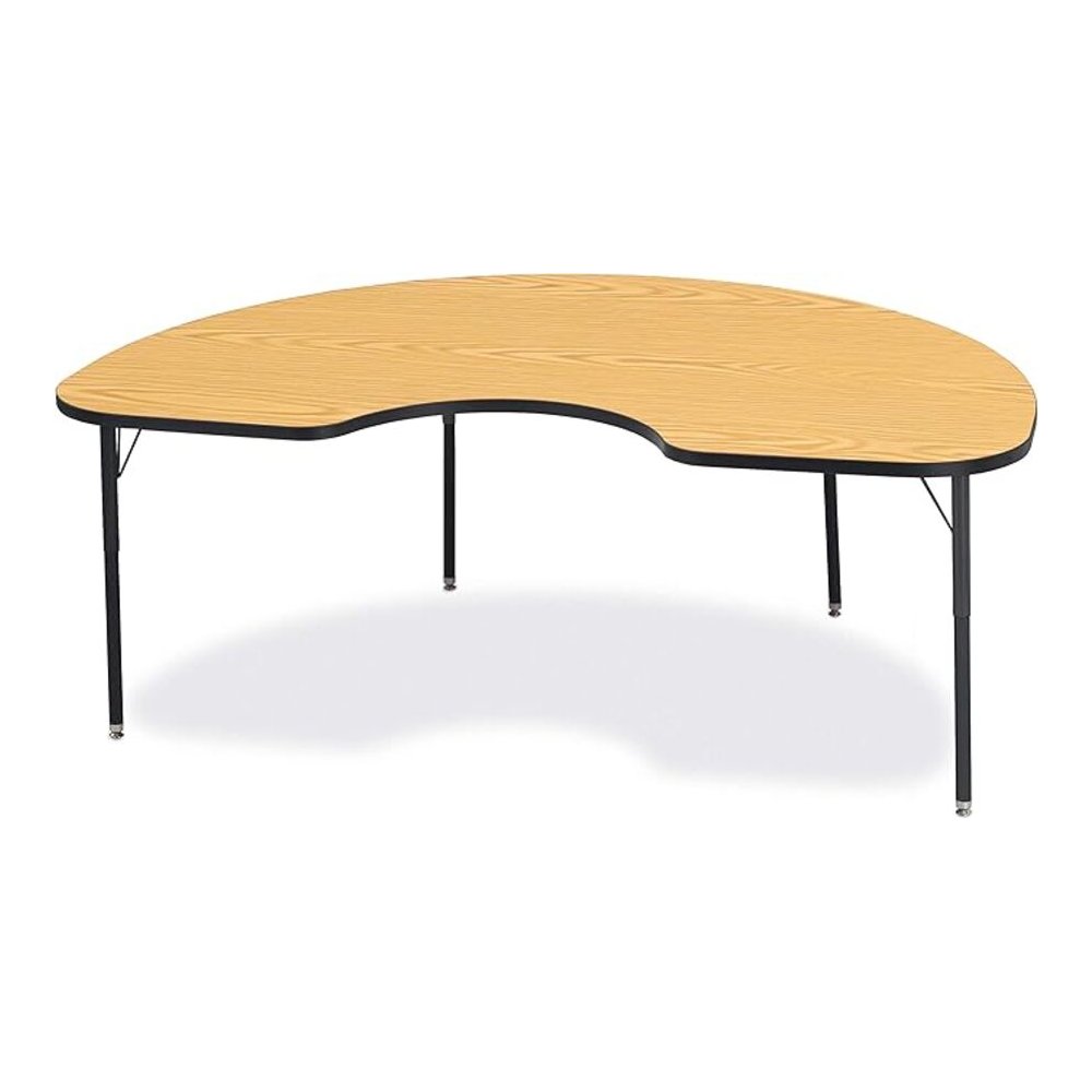 Jonti-Craft Berries Adult Color Top Kidney Table - Black Oak Kidney-shaped, Laminated Top - Four Leg Base - 4 Legs - Adjustable Height - 24" to 31" Adjustment - 72" Table Top Length x 48" Table Top Wi. Picture 1