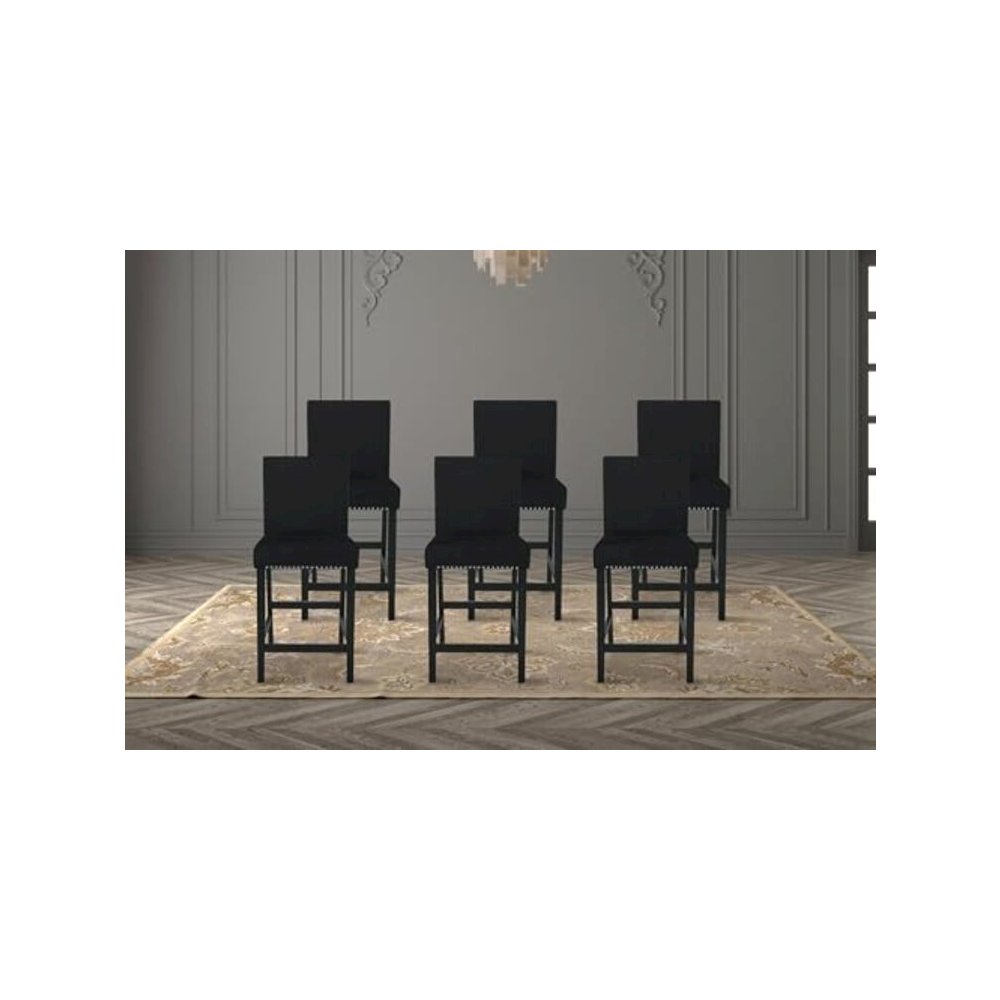 Furniture 37.75" Velvet & Wood Dining Chair in Black (Set of 2). Picture 2