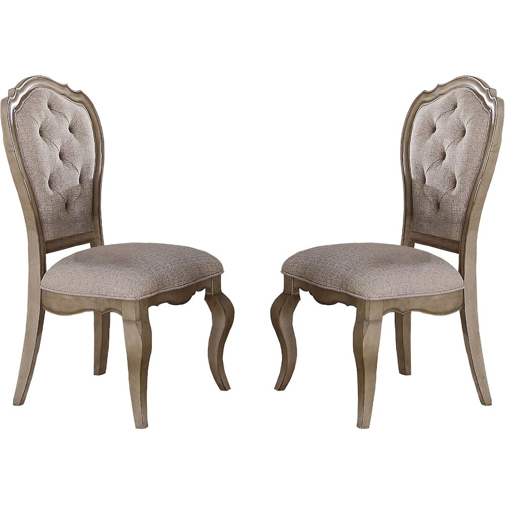 Chelmsford Side Chair (Set-2) Beige Fabric & Antique Taupe. Picture 1