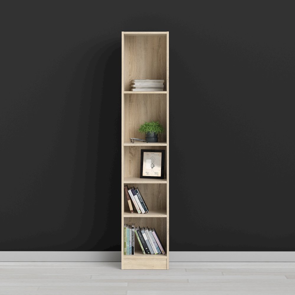 Element Tall Narrow 5-Shelf Office Bookcase, Oak Structure. Picture 9