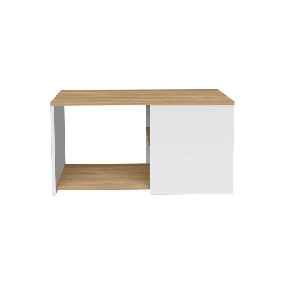 Faison Coffee Table, 2 Shelves, White / Natural Oak. Picture 2