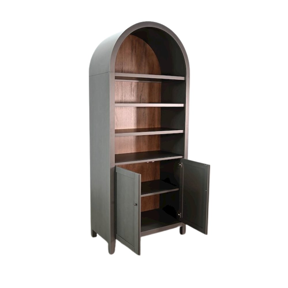Brown Solid Wood Arched Cabinet with Doors, Hutch Cabinet with Storage. Picture 4