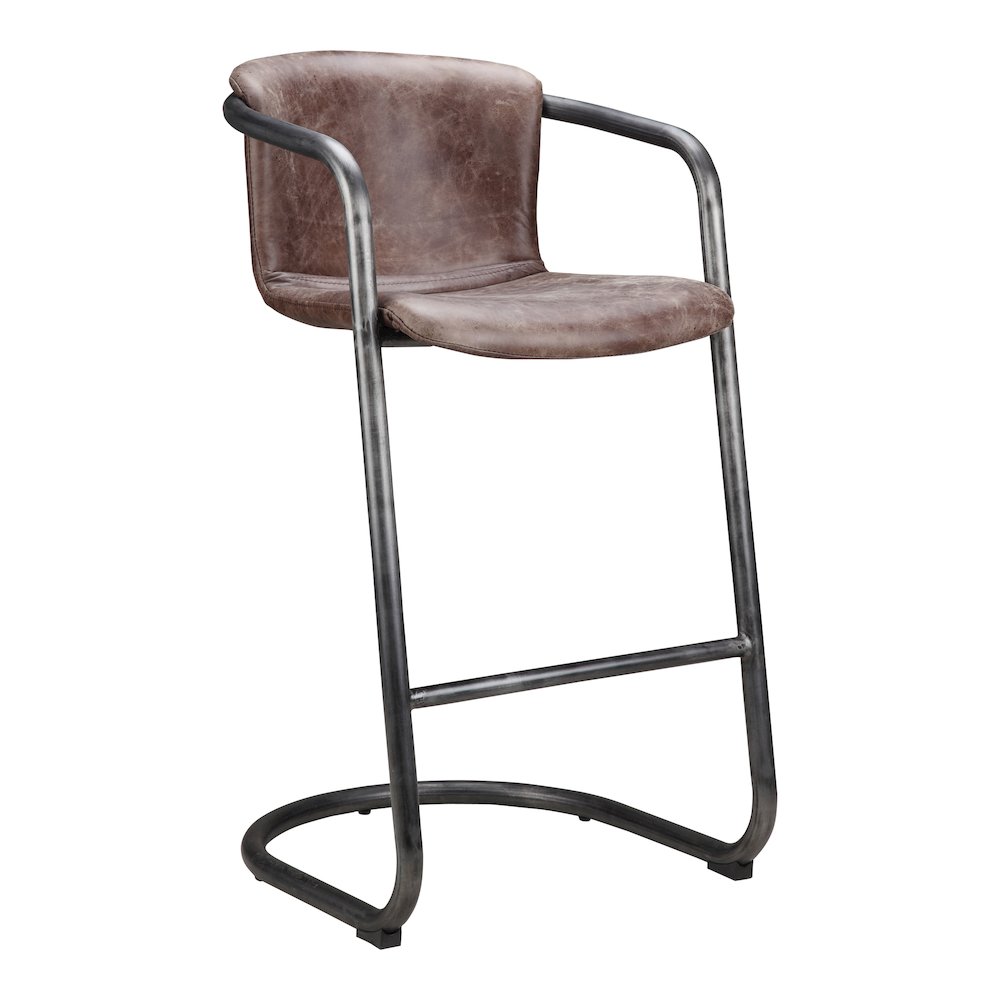 Freeman Barstool Grazed Brown Leather - Set Of Two. Picture 7