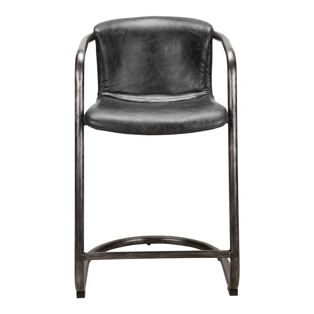 Freeman Counter Stool Onyx Black Leather - Set Of Two. Picture 6