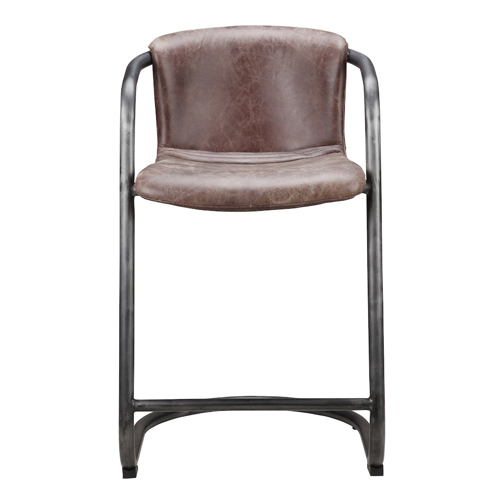 Freeman Counter Stool Grazed Brown Leather - Set Of Two. Picture 6