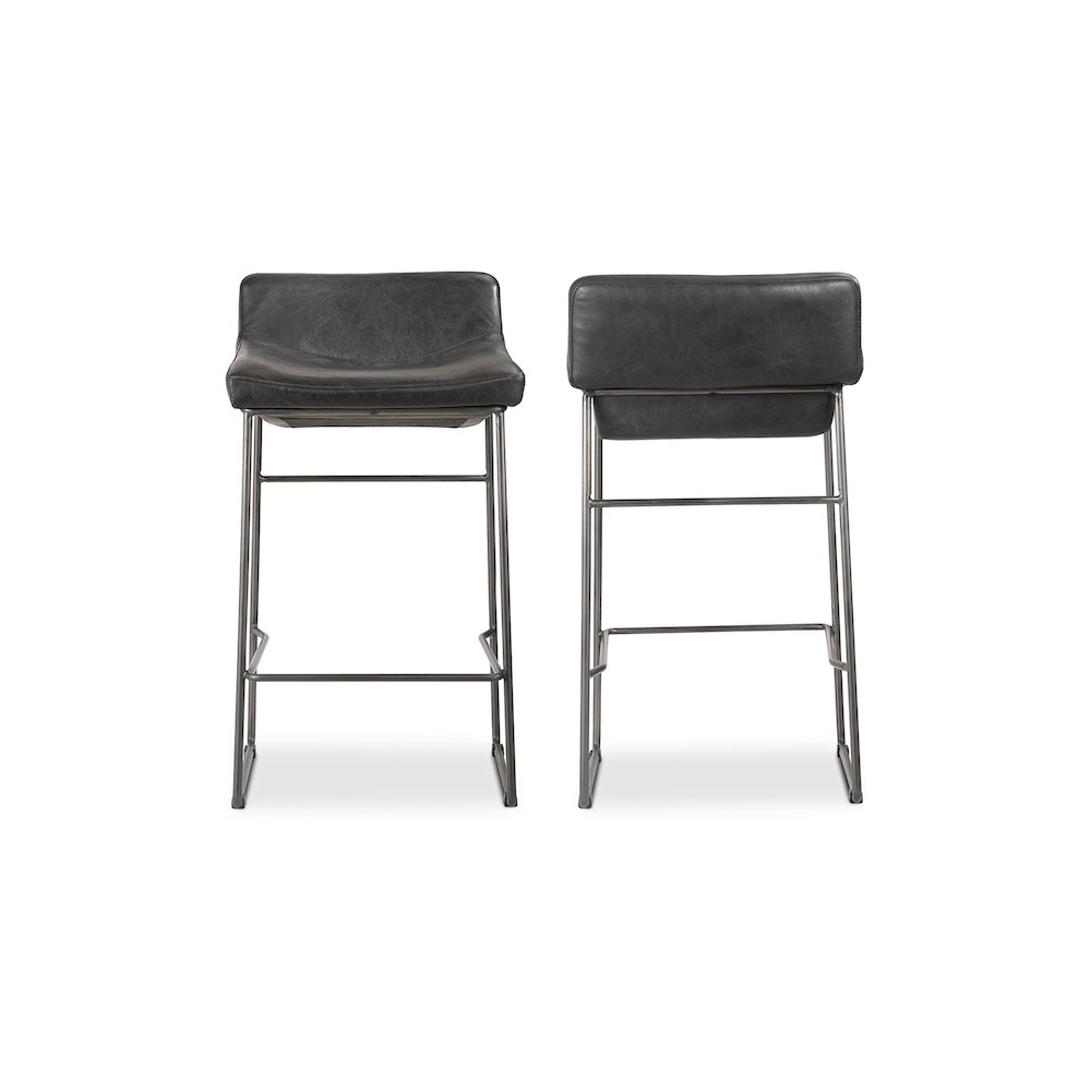 Starlet Counter Stool Onyx Black Leather - Set Of Two. Picture 11