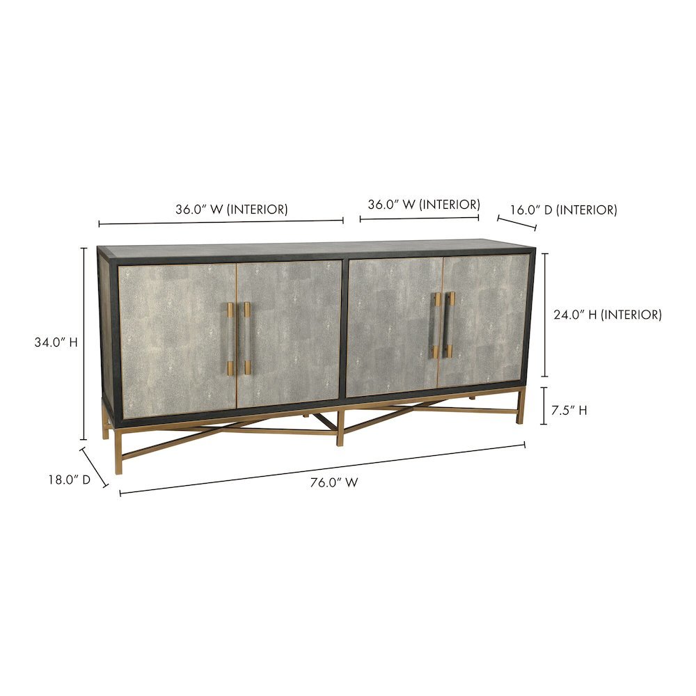 Gray Sideboard Cabinet with Brass Detailing Unique Credenza. Picture 9