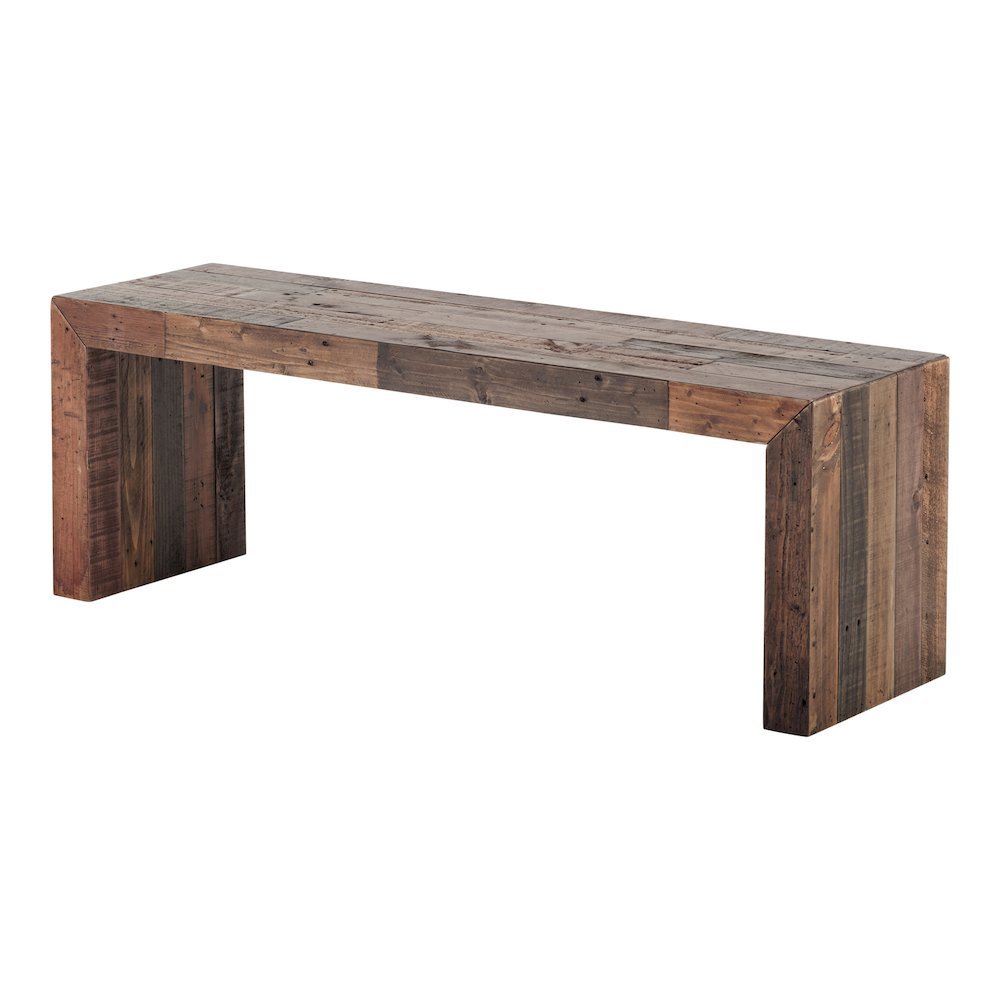 Vintage Wood Bench, Sturdy Entry Way Bench with Antique Finish. Picture 1