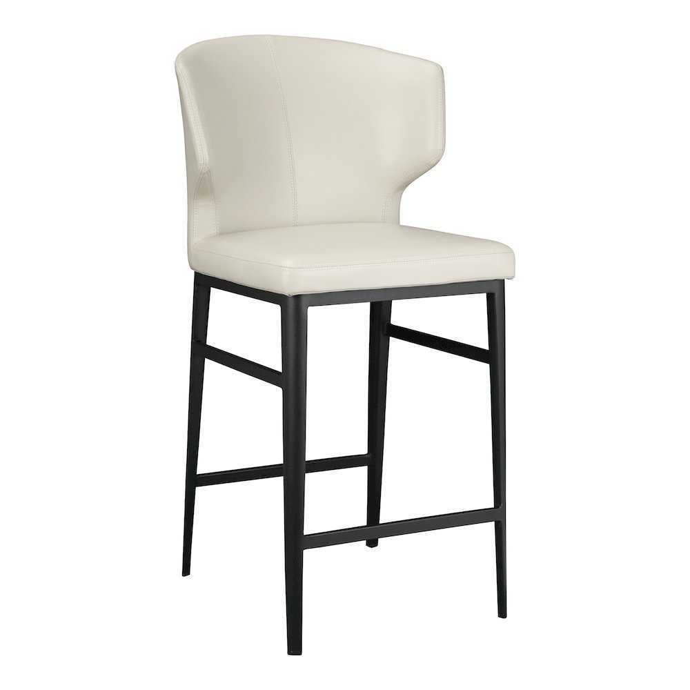 Mid Century Bar Stool Beige Upholstered Modern Counter Height Seating. Picture 1