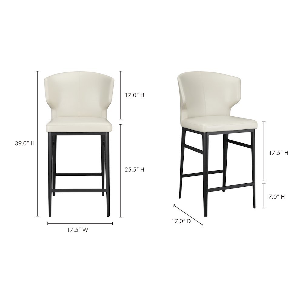 Mid Century Bar Stool Beige Upholstered Modern Counter Height Seating. Picture 6