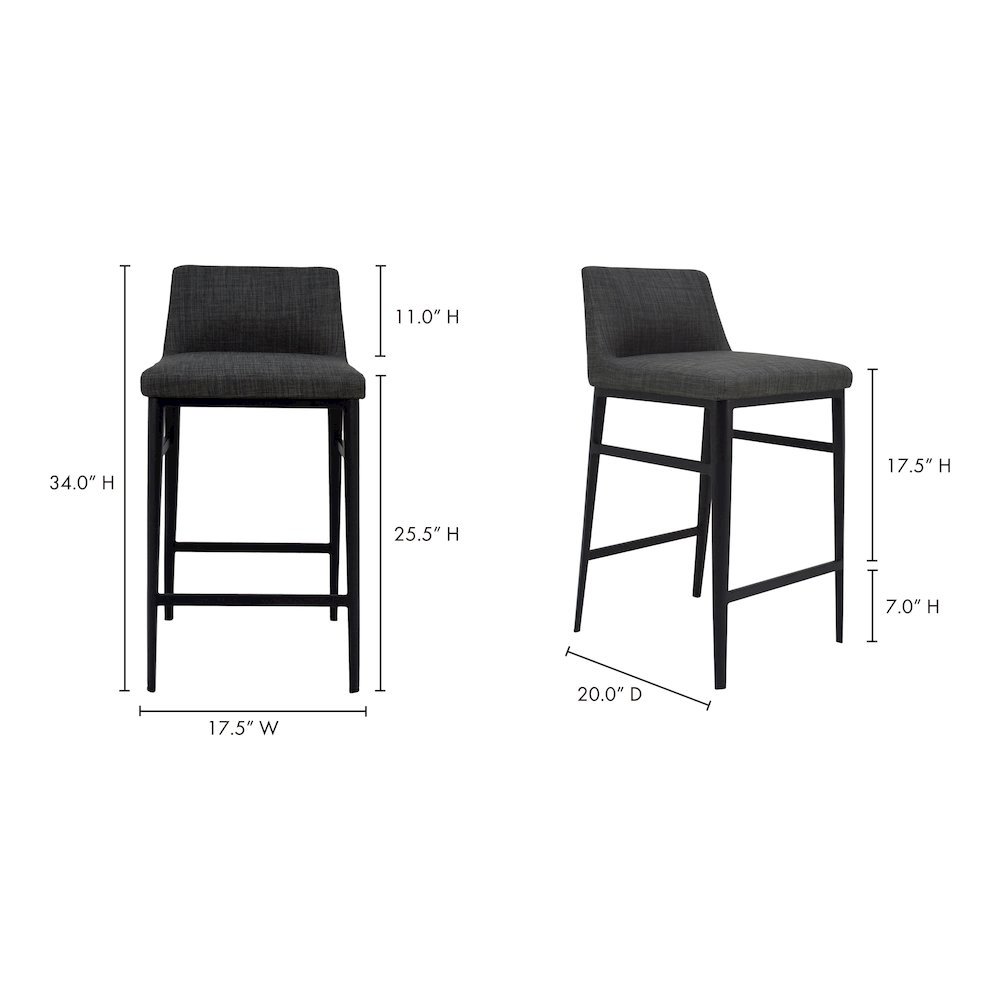 Modern Bar Stool Gray Upholstered Seating Comfy Bar Stool With Steel Frame. Picture 8