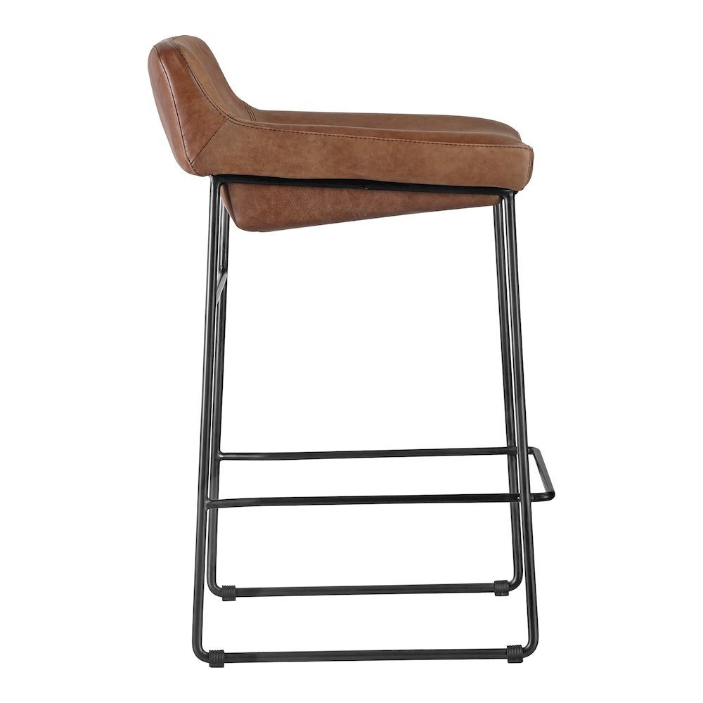 Brown Bar Stools Set of 2 Faux Leather Seating with Iron Frame Design. Picture 5