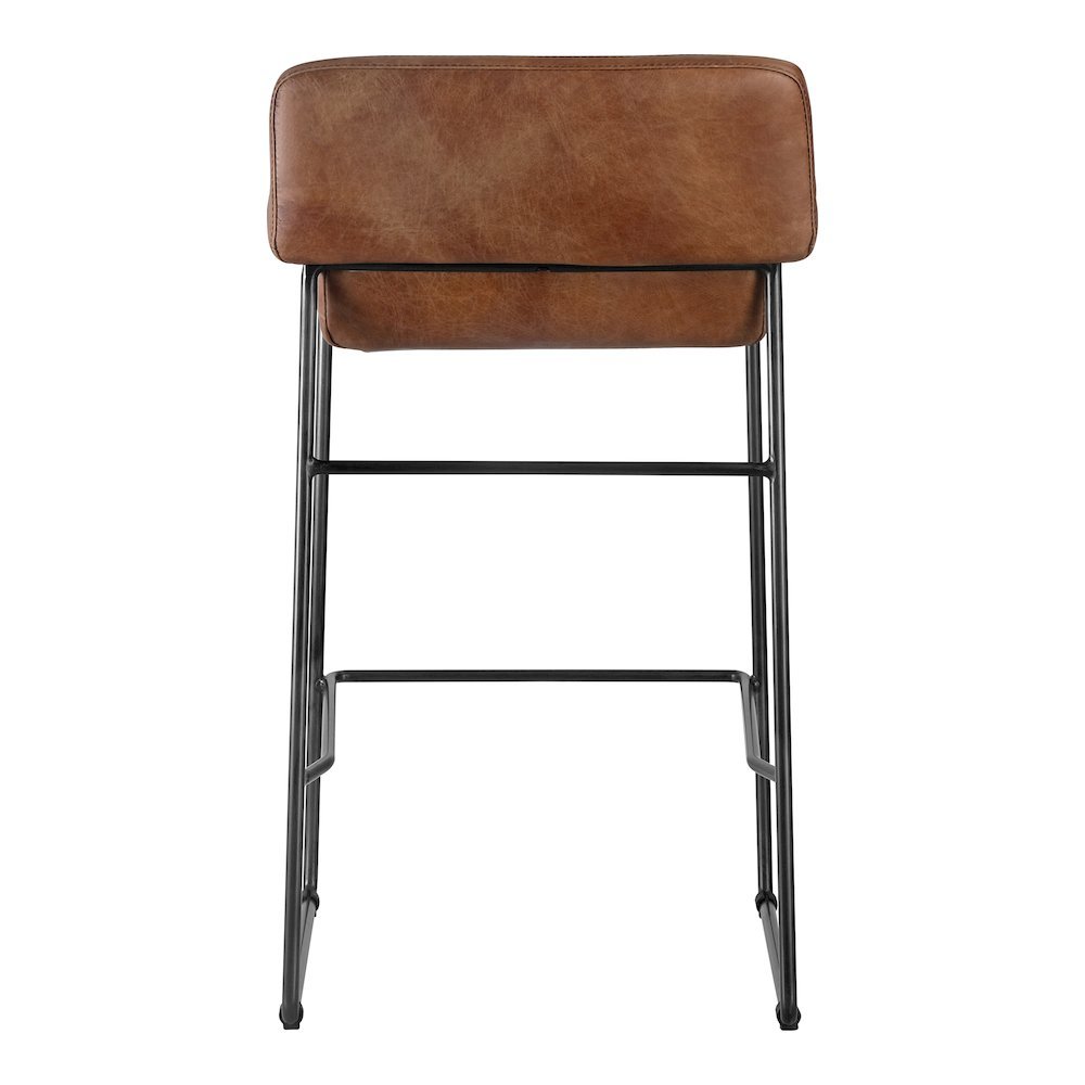 Brown Bar Stools Set of 2 Faux Leather Seating with Iron Frame Design. Picture 6