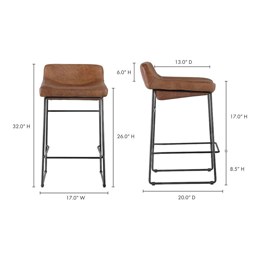 Brown Bar Stools Set of 2 Faux Leather Seating with Iron Frame Design. Picture 8