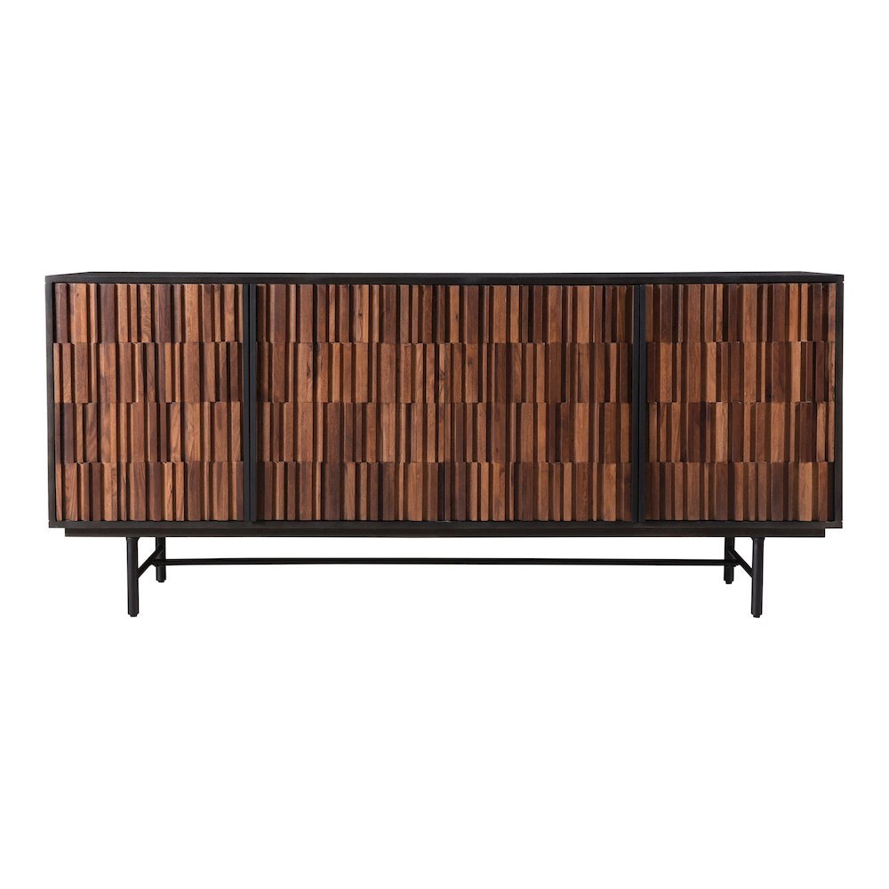 Black Sideboard Cabinet – Wooden Accent Credenza with Iron Base. Picture 4