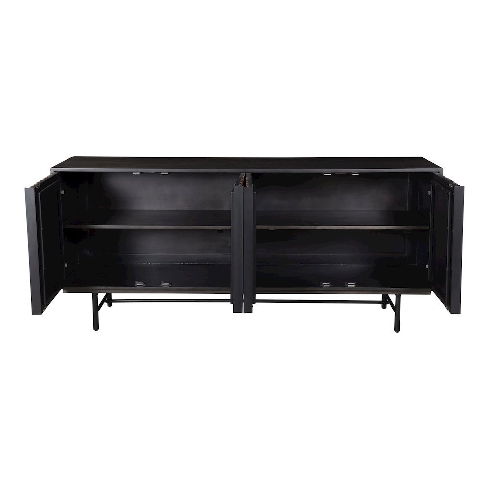 Black Sideboard Cabinet – Wooden Accent Credenza with Iron Base. Picture 5