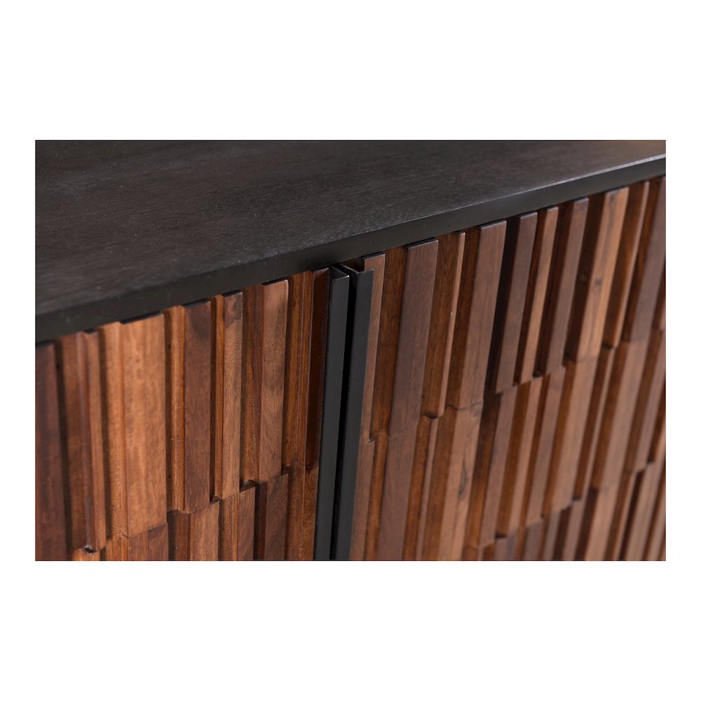 Black Sideboard Cabinet – Wooden Accent Credenza with Iron Base. Picture 6