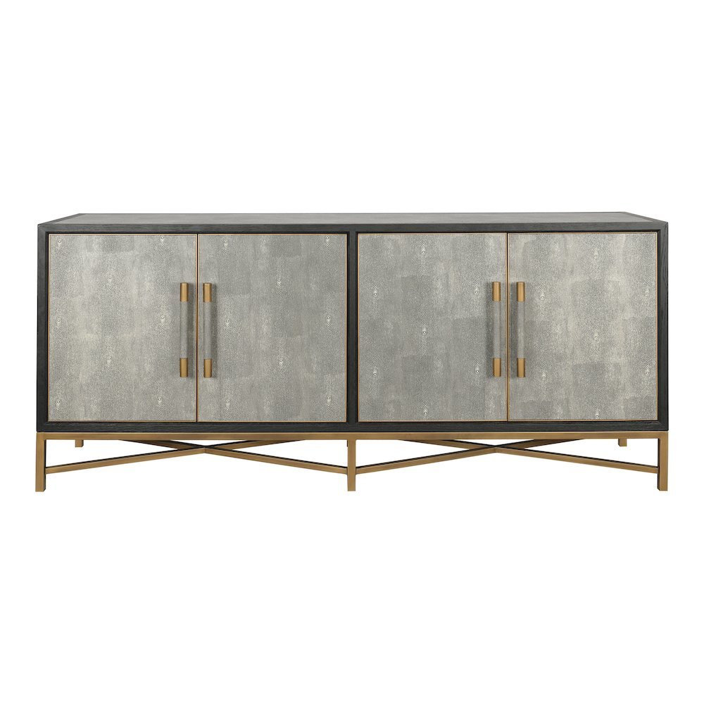 Gray Sideboard Cabinet with Brass Detailing Unique Credenza. Picture 4