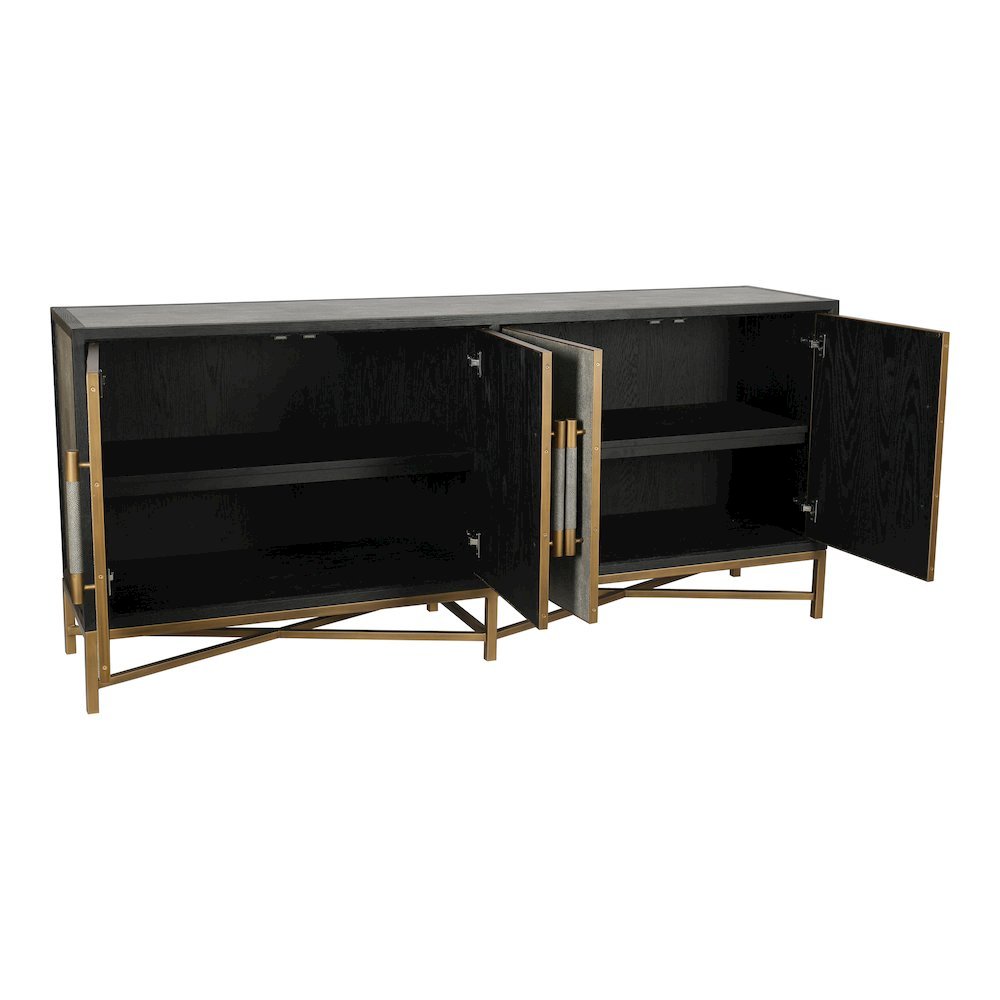 Gray Sideboard Cabinet with Brass Detailing Unique Credenza. Picture 5