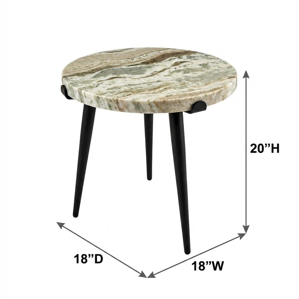 Marble Top Accent Table with Metal Legs, Contemporary Side Table,Brown. Picture 4