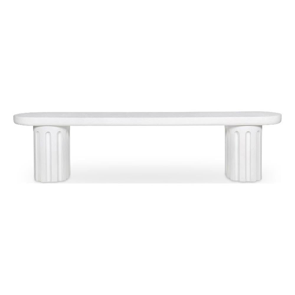 Eris Outdoor Dining Bench White. Picture 1