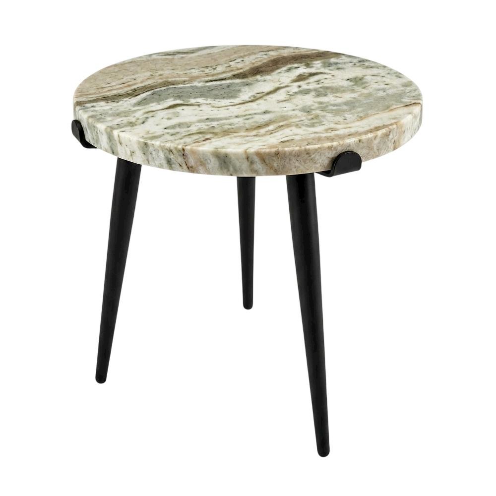 Marble Top Accent Table with Metal Legs, Contemporary Side Table,Brown. Picture 5