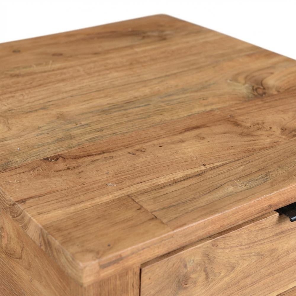 Solid Teak Side Table with Drawer, Contemporary End Table for Living Room,Brown. Picture 5