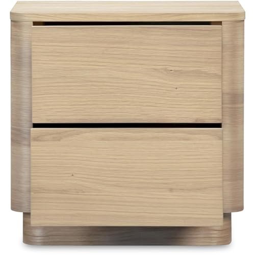 Round Off Tall Nightstand Natural Oak. Picture 5