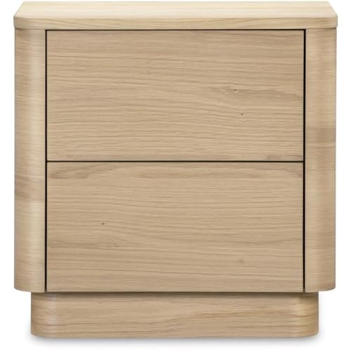 Round Off Tall Nightstand Natural Oak. Picture 1
