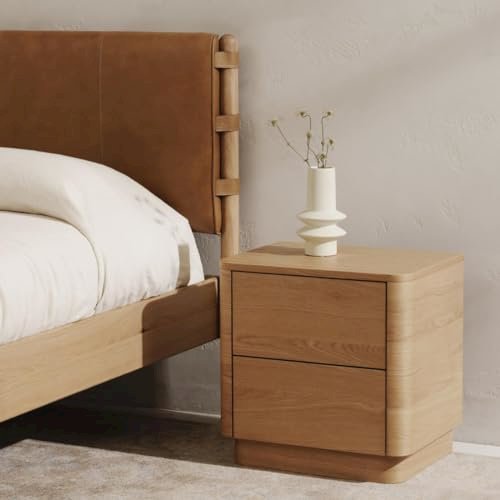 Round Off Tall Nightstand Natural Oak. Picture 2