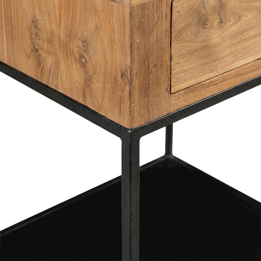 Solid Teak Side Table with Drawer, Contemporary End Table for Living Room,Brown. Picture 6