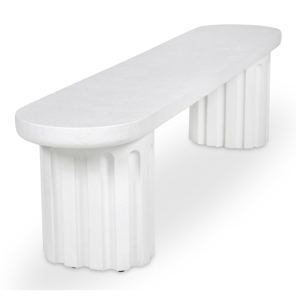Eris Outdoor Dining Bench White. Picture 3