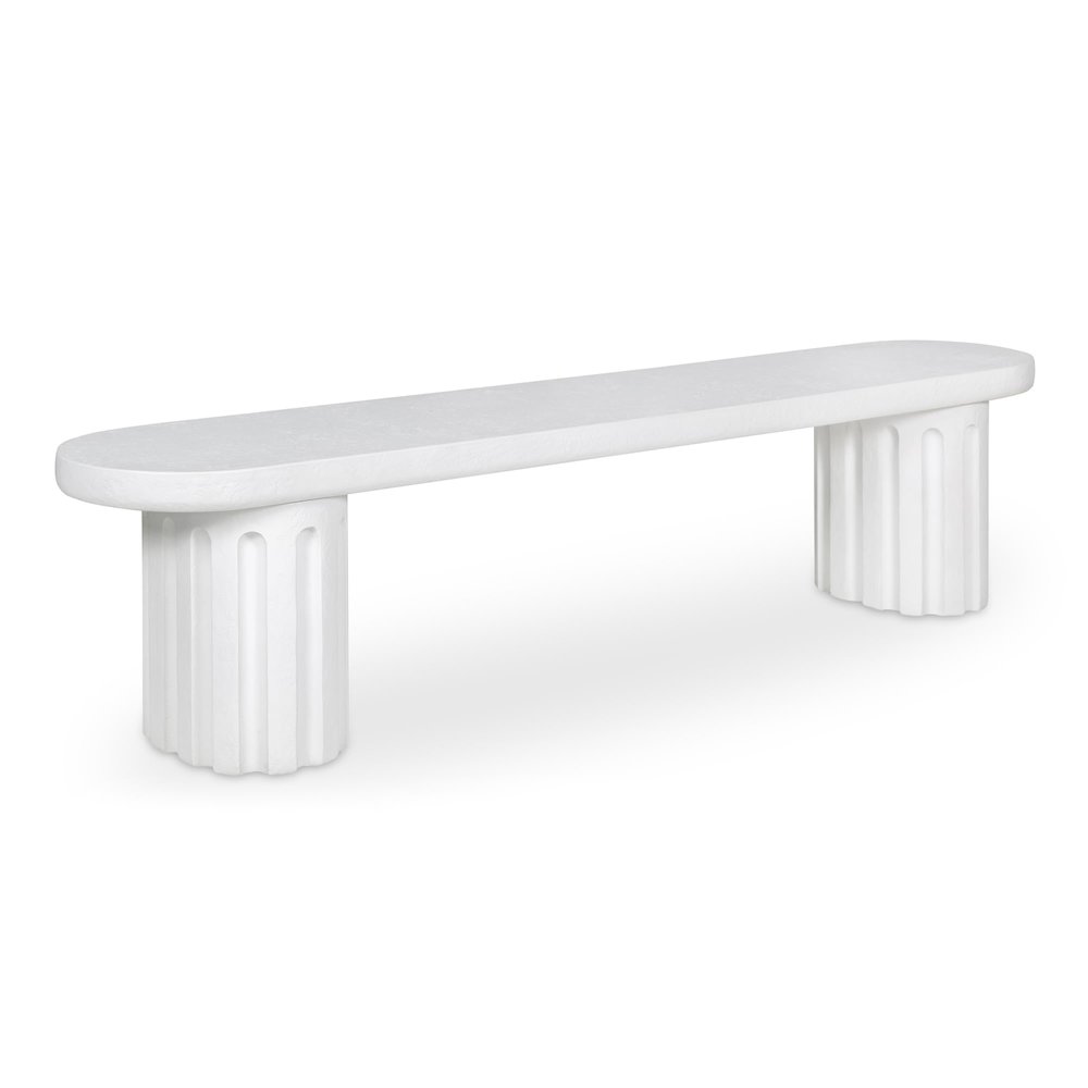 Eris Outdoor Dining Bench White. Picture 2