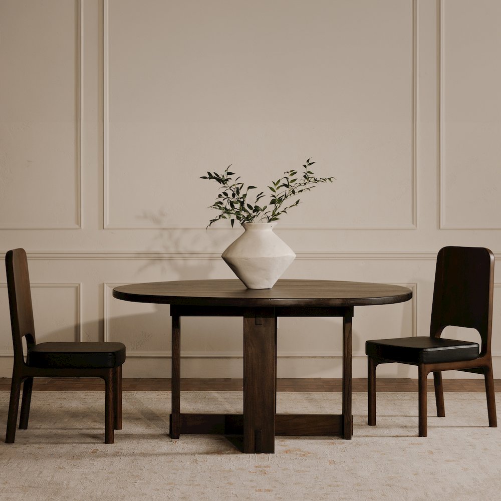 Glenn Round Dining Table Dark Brown. Picture 9