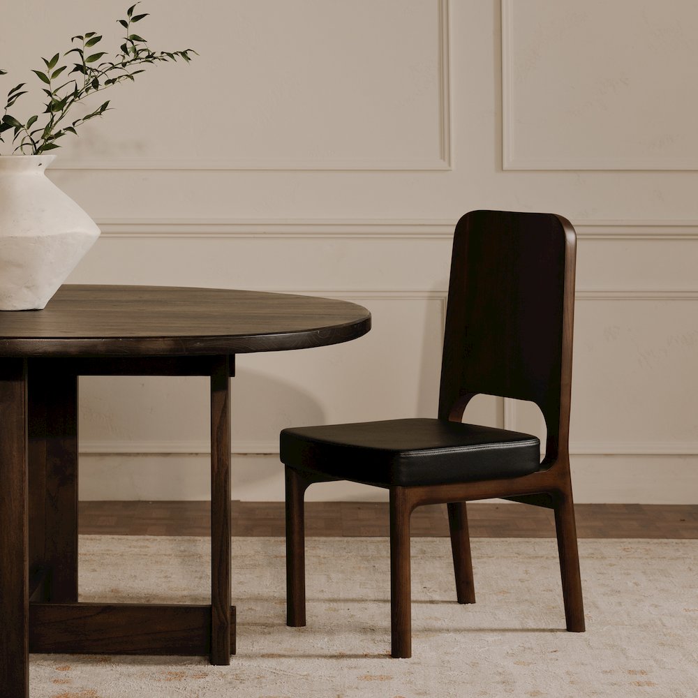 Glenn Round Dining Table Dark Brown. Picture 7