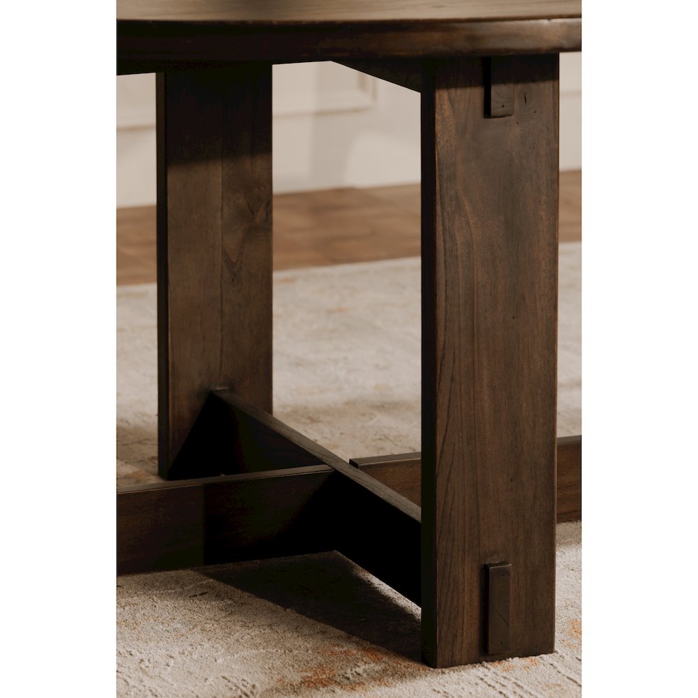 Glenn Round Dining Table Dark Brown. Picture 8