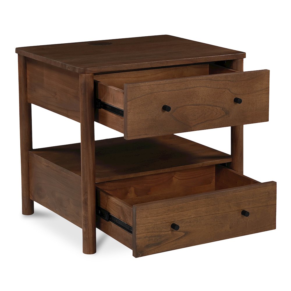 Lottie Charging Nightstand Brown. Picture 2