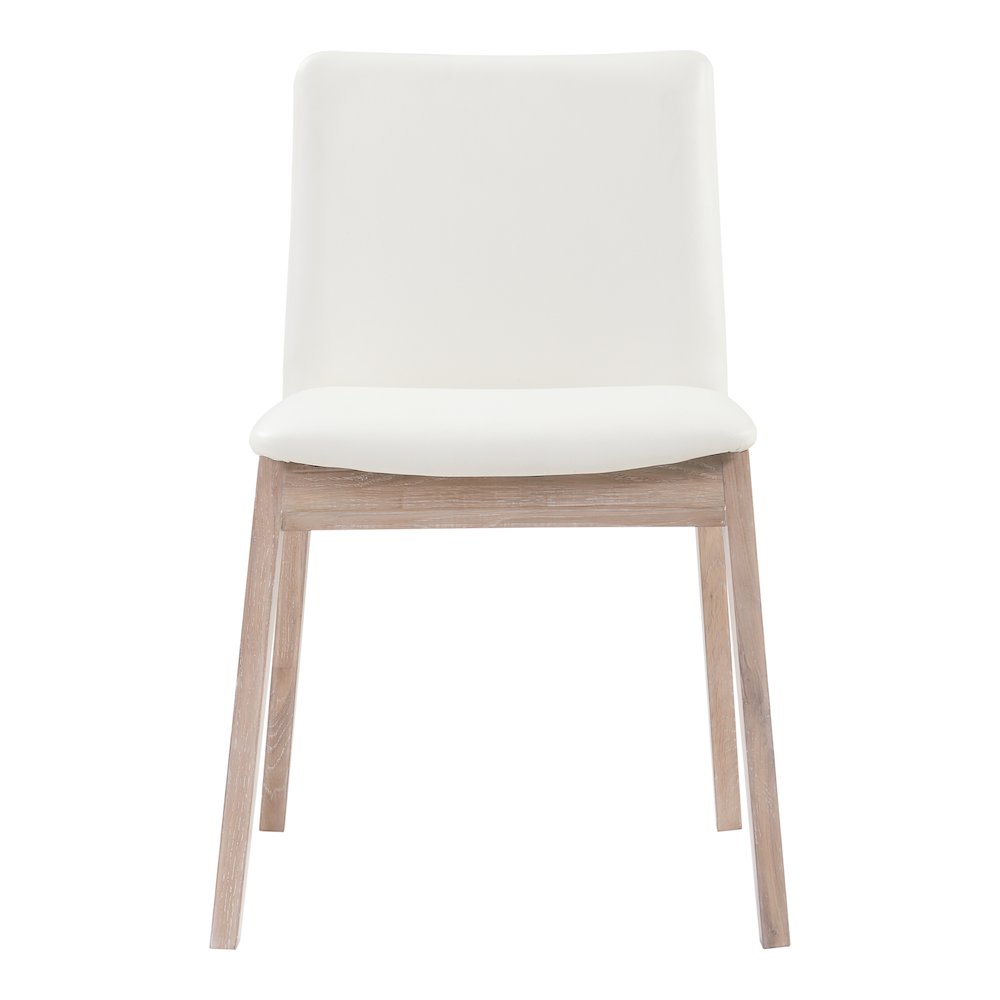 Deco Oak Dining Chair Cream White PVC - Set Of Two. Picture 4