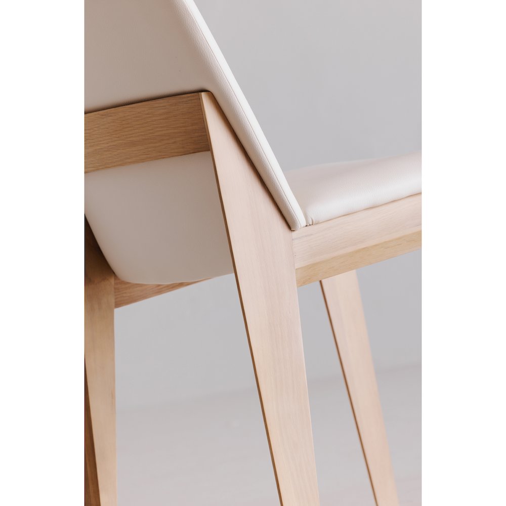 Deco Oak Dining Chair Cream White PVC - Set Of Two. Picture 10