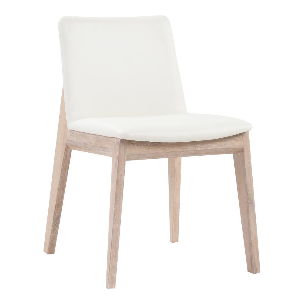 Deco Oak Dining Chair Cream White PVC - Set Of Two. Picture 5