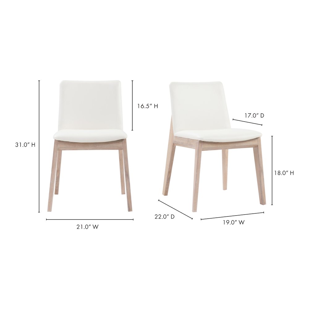 Deco Oak Dining Chair Cream White PVC - Set Of Two. Picture 12