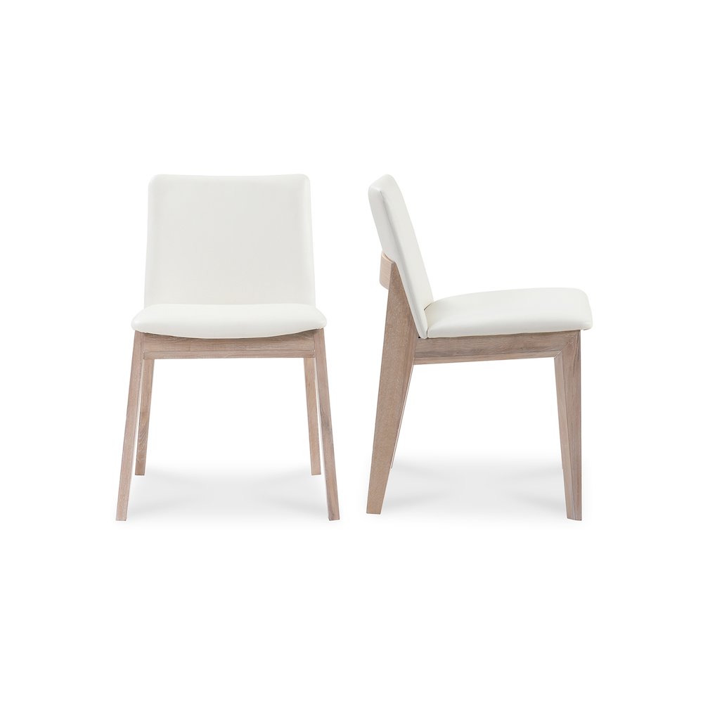 Deco Oak Dining Chair Cream White PVC - Set Of Two. Picture 1