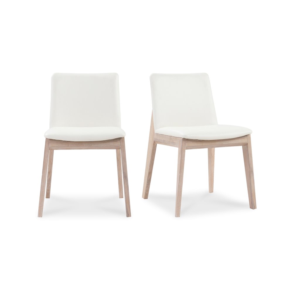 Deco Oak Dining Chair Cream White PVC - Set Of Two. Picture 2